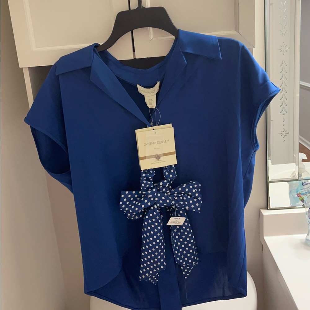 Cynthia Rowley Women’s Short Sleeve Blouse – Blue